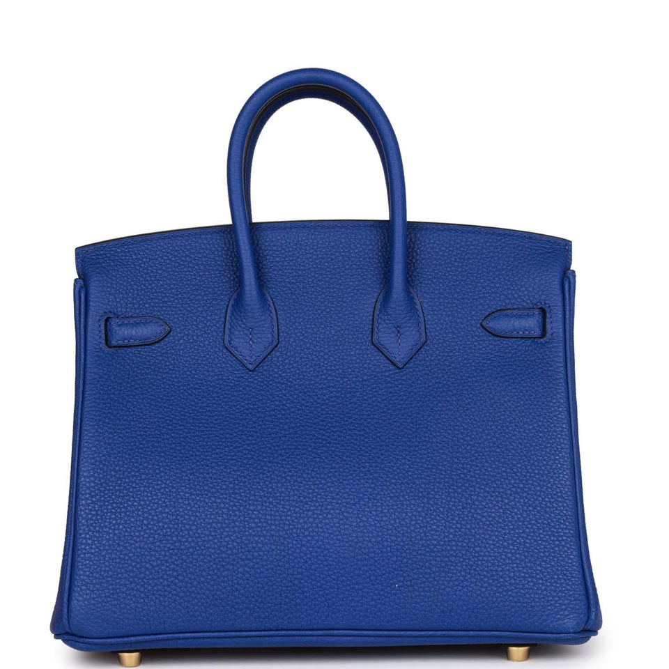 Hermes Special Order (HSS) Birkin 25 Bleu Electric Verso Togo Brushed Gold Hardware