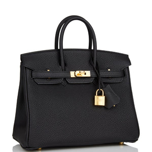 Hermes Birkin 25 Black Togo Gold Hardware