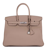 Hermes Birkin 35 Gris Tourterelle Togo Palladium Hardware