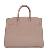 Hermes Birkin 35 Gris Tourterelle Togo Palladium Hardware