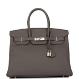 Hermes Birkin 35 Etain Togo Palladium Hardware