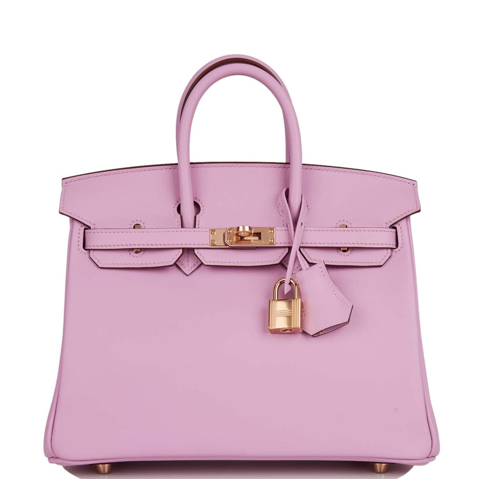 Hermes Birkin 25 Mauve Sylvestre Swift Rose Gold Hardware