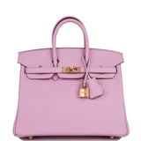 Hermes Birkin 25 Mauve Sylvestre Swift Rose Gold Hardware
