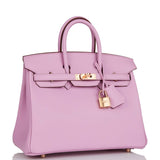 Hermes Birkin 25 Mauve Sylvestre Swift Rose Gold Hardware