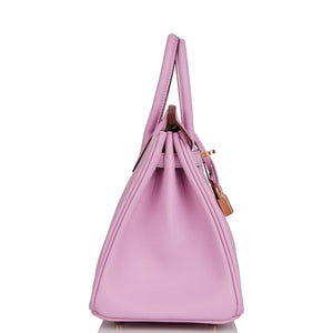 Hermes Birkin 25 Mauve Sylvestre Swift Rose Gold Hardware