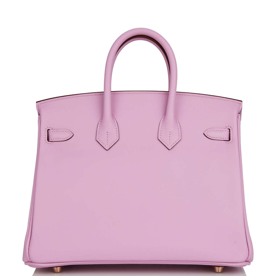 Hermes Birkin 25 Mauve Sylvestre Swift Rose Gold Hardware