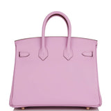 Hermes Birkin 25 Mauve Sylvestre Swift Rose Gold Hardware