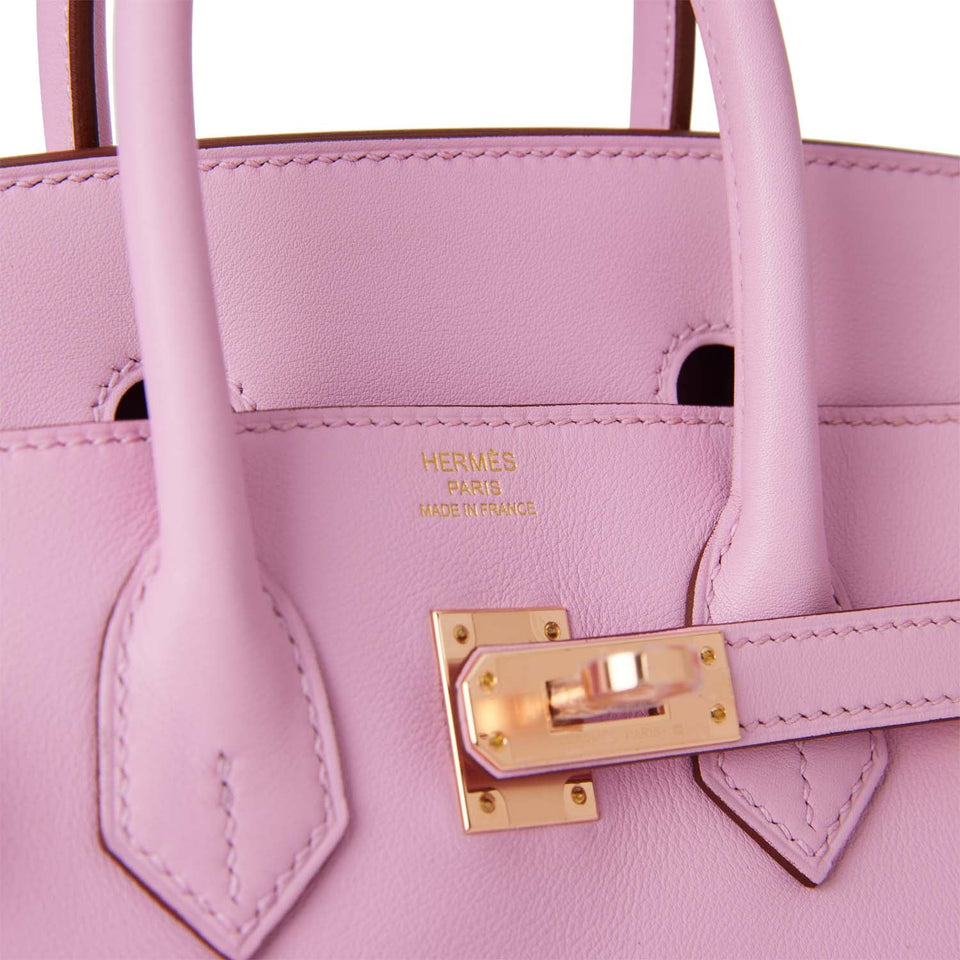 Hermes Birkin 25 Mauve Sylvestre Swift Rose Gold Hardware