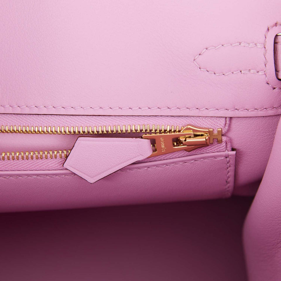 Hermes Birkin 25 Mauve Sylvestre Swift Rose Gold Hardware