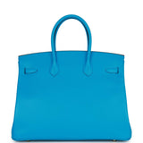 Hermes Birkin 35 Bleu Frida Epsom Gold Hardware