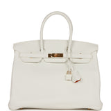 Hermes Special Order (HSS) Birkin 35 White Verso Clemence Gold Hardware