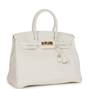 Hermes Special Order (HSS) Birkin 35 White Verso Clemence Gold Hardware