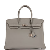 Hermes Birkin 35 Gris Mouette Verso Togo Palladium Hardware