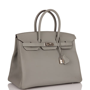Hermes Birkin 35 Gris Mouette Verso Togo Palladium Hardware