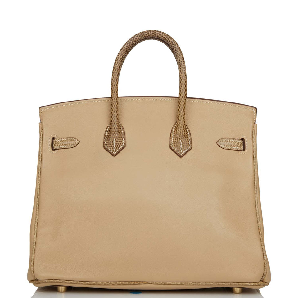 Hermes Special Order (HSS) Birkin 25 Ficelle Lizard and Argyle Swift Gold Hardware