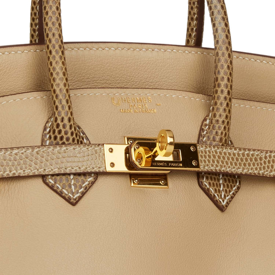 Hermes Special Order (HSS) Birkin 25 Ficelle Lizard and Argyle Swift Gold Hardware - Payment 2