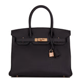 Hermes Birkin 30 Black Togo Rose Gold Hardware