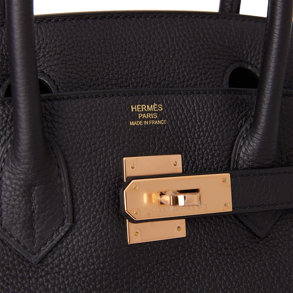 Hermes Birkin 30 Black Togo Rose Gold Hardware