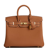 Hermes Birkin 25 Gold Togo Gold Hardware