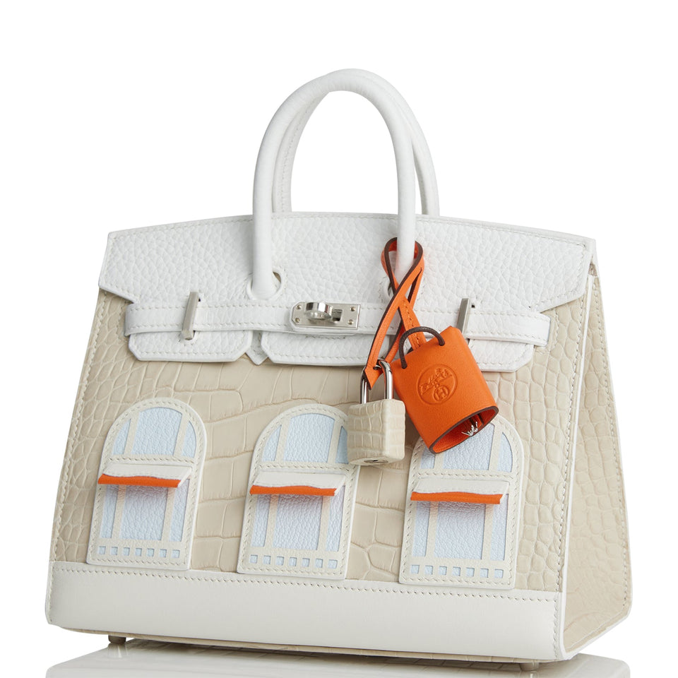 Hermes Sac Faubourg Birkin 20 White Matte Alligator Palladium Hardware