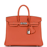 Hermes Birkin 25 Orange Togo Palladium Hardware