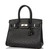 Hermes Birkin 30 Black Ostrich Rose Gold Hardware