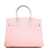 Hermes Special Order (HSS) Birkin 30 Rose Sakura and Gris Perle Chevre Brushed Gold Hardware