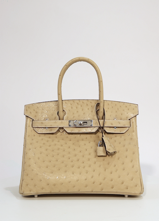 Hermes Birkin 30 Trench Ostrich Palladium Hardware