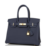 Hermes Birkin 30 Bleu Nuit Togo Gold Hardware