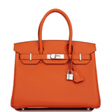 Hermes Birkin 30 Feu Clemence Palladium Hardware