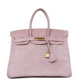 Vintage Hermes Birkin 35 Lilac Doblis Gold Hardware