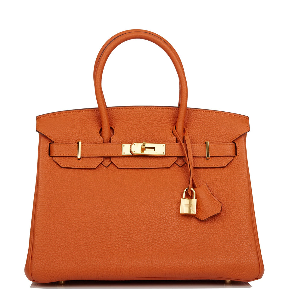 Hermes Birkin 30 Orange Clemence Gold Hardware