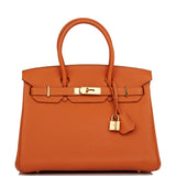 Hermes Birkin 30 Orange Clemence Gold Hardware