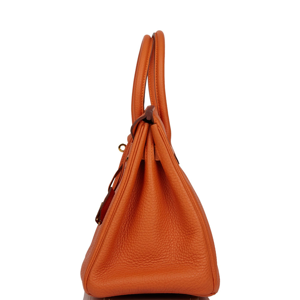 Hermes Birkin 30 Orange Clemence Gold Hardware