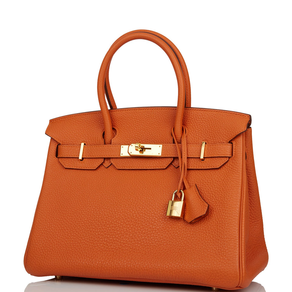 Hermes Birkin 30 Orange Clemence Gold Hardware