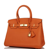 Hermes Birkin 30 Orange Clemence Gold Hardware