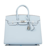 Hermes Birkin Sellier 25 Bleu Brume Epsom Palladium Hardware