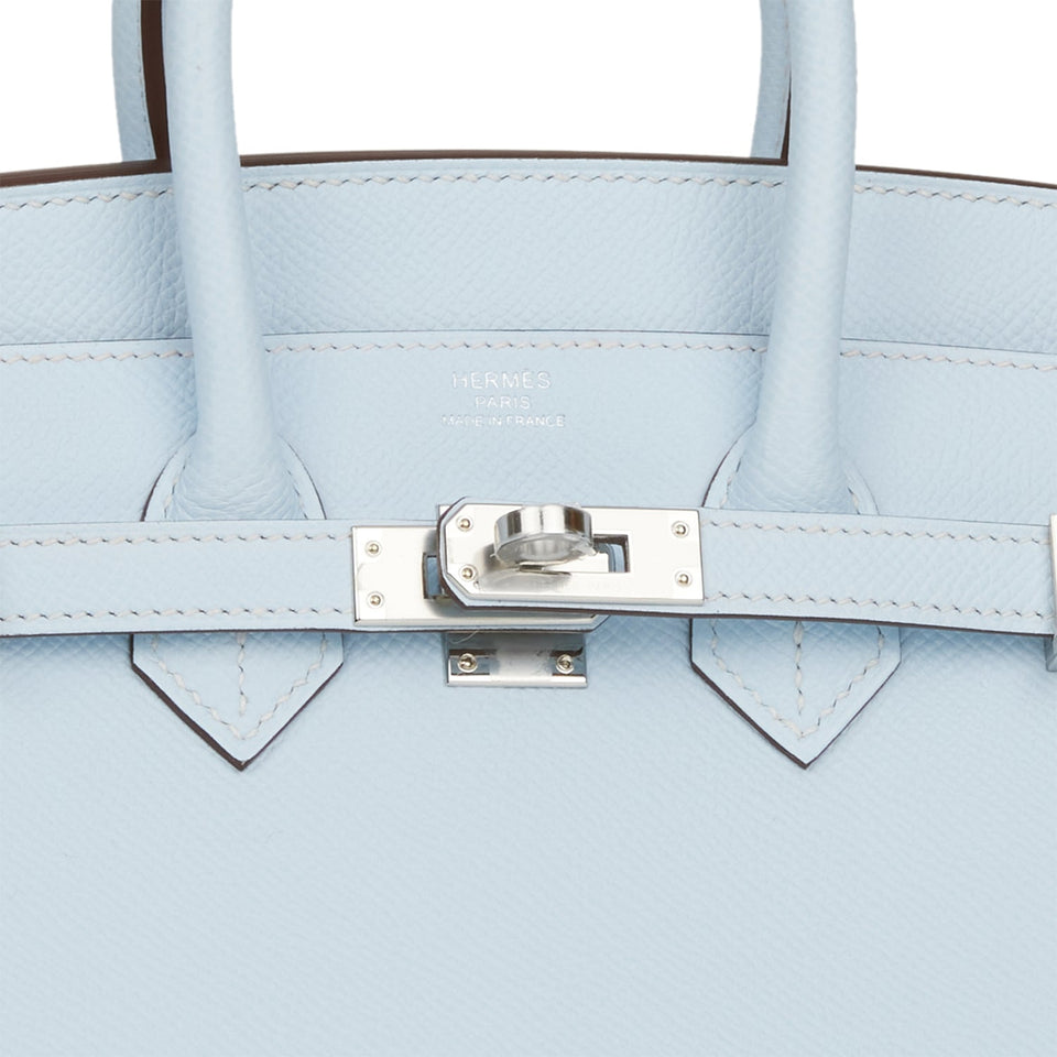 Hermes Birkin Sellier 25 Bleu Brume Epsom Palladium Hardware