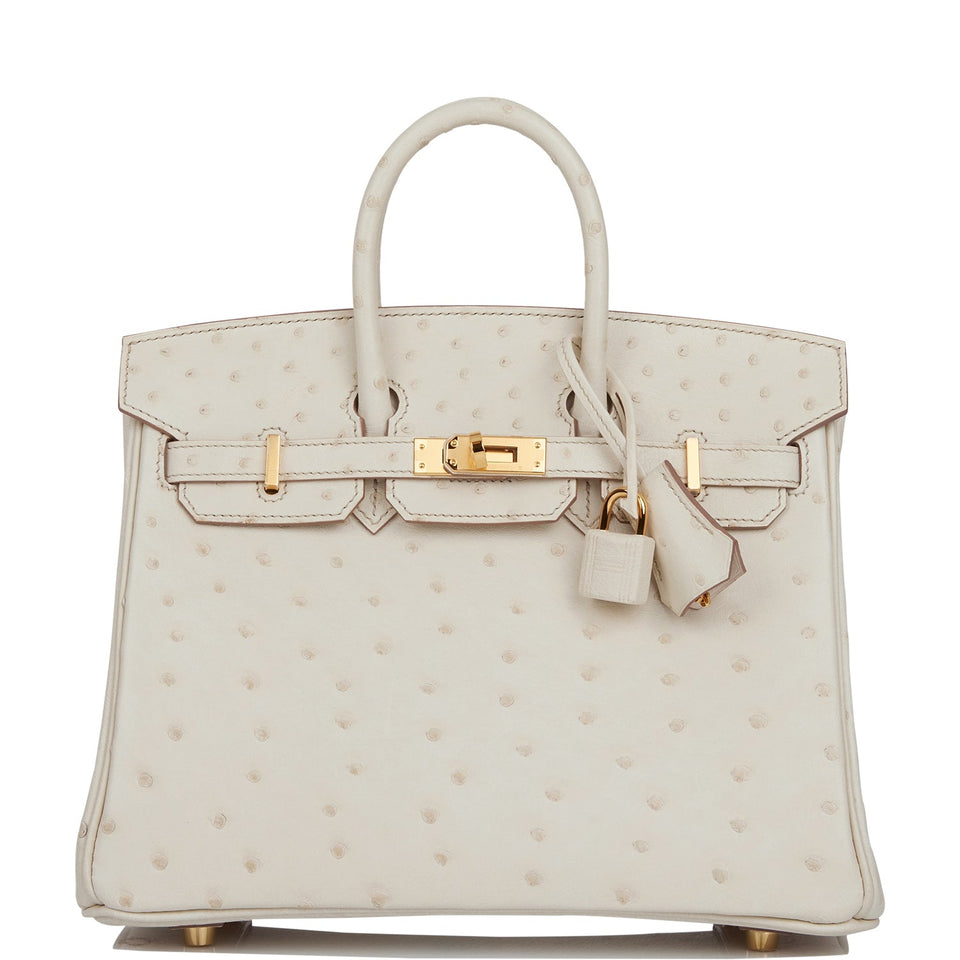 Hermes Birkin 25 Beton Ostrich Gold Hardware
