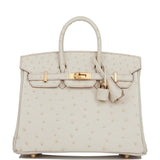 Hermes Birkin 25 Beton Ostrich Gold Hardware