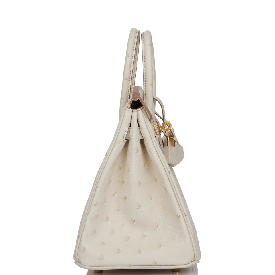 Hermes Birkin 25 Beton Ostrich Gold Hardware