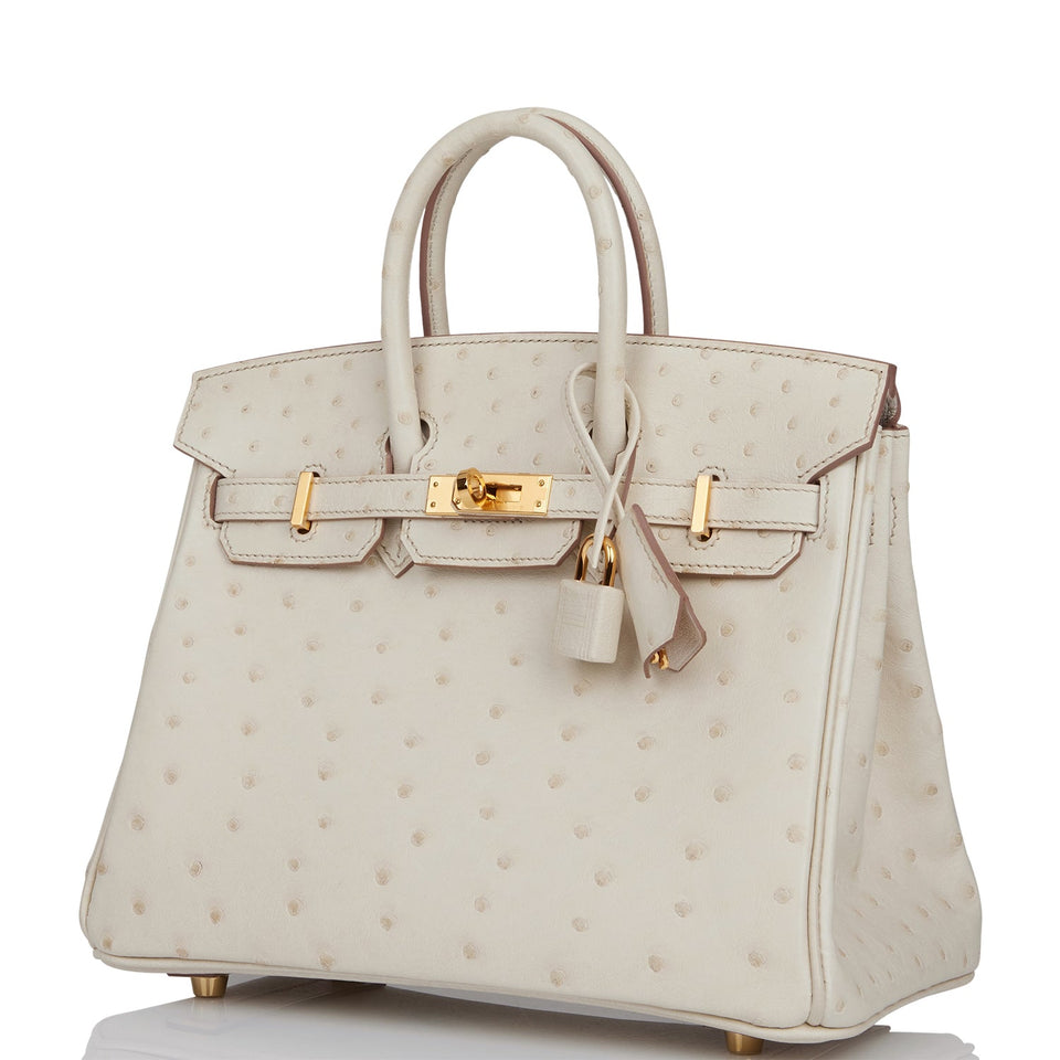 Hermes Birkin 25 Beton Ostrich Gold Hardware