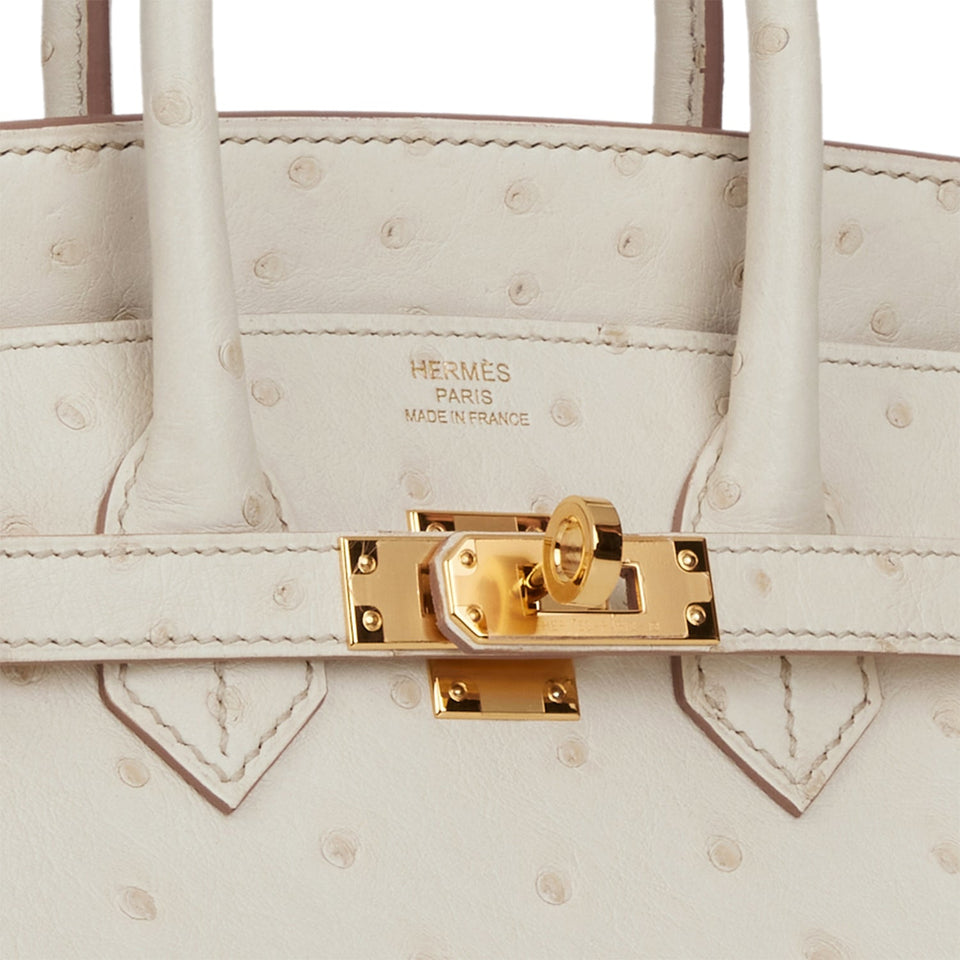 Hermes Birkin 25 Beton Ostrich Gold Hardware