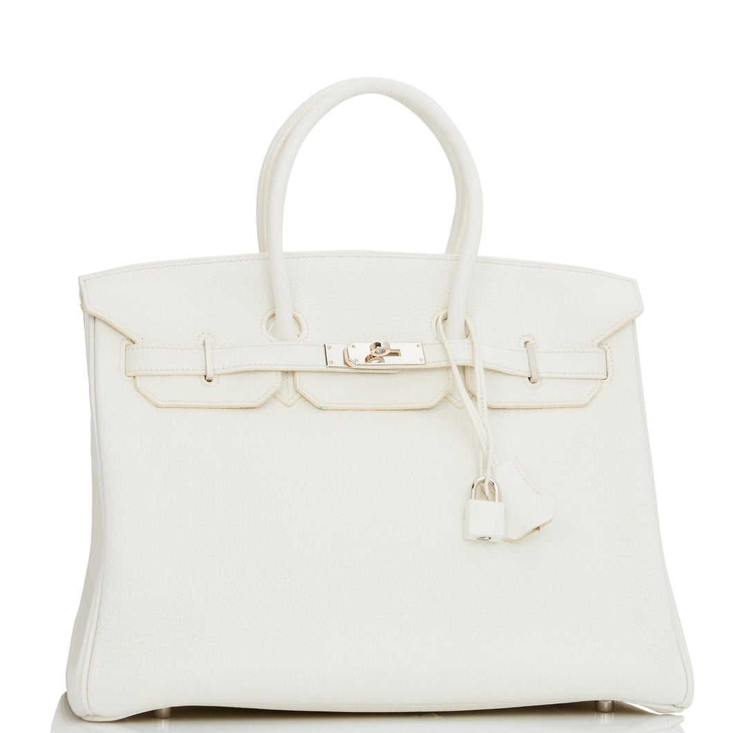 Hermes Birkin 35 White Clemence Palladium Hardware