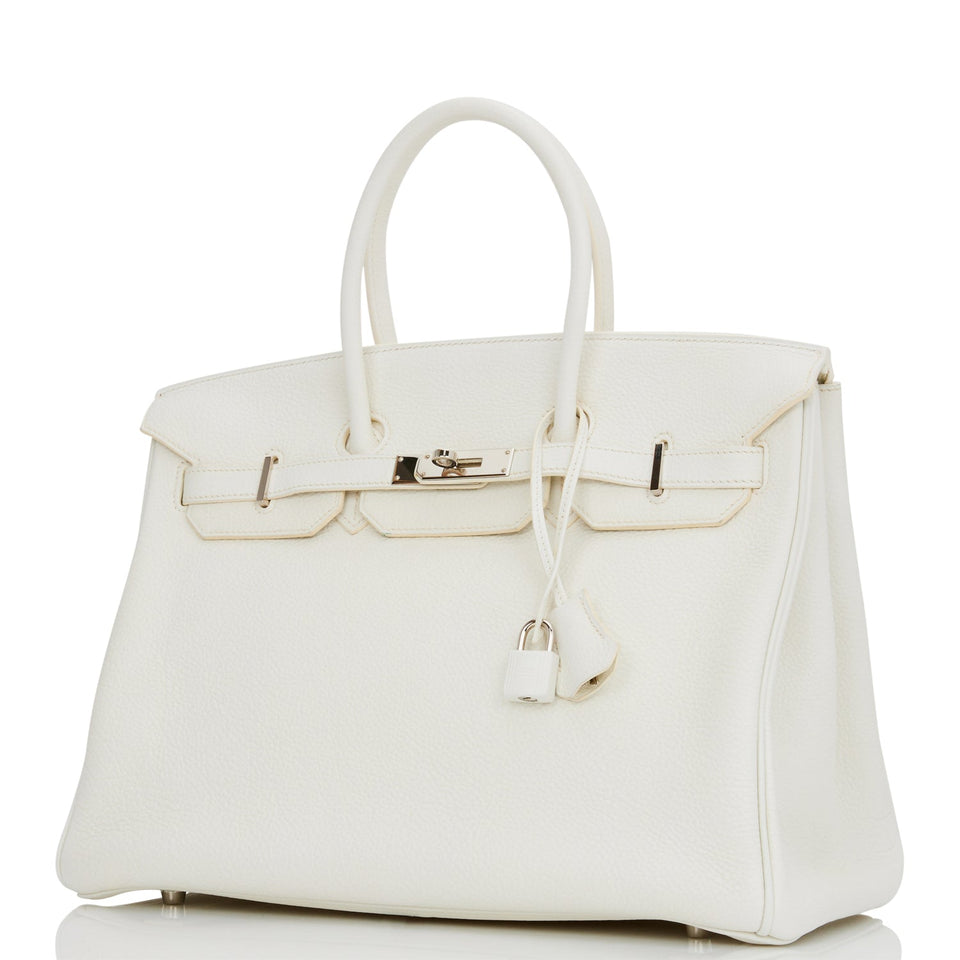 Hermes Birkin 35 White Clemence Palladium Hardware