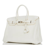Hermes Birkin 35 White Clemence Palladium Hardware