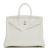 Hermes Birkin 35 White Clemence Palladium Hardware