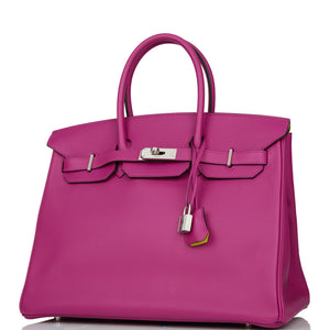 Hermes Special Order (HSS) Birkin 35 Rose Pourpre Verso Swift Brushed Palladium Hardware