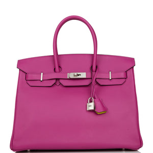 Hermes Special Order (HSS) Birkin 35 Rose Pourpre Verso Swift Brushed Palladium Hardware