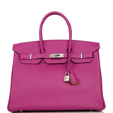 Hermes Special Order (HSS) Birkin 35 Rose Pourpre Verso Swift Brushed Palladium Hardware